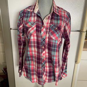 TRESASS Plaid 100% Cotton Tapered Button Down Shirt